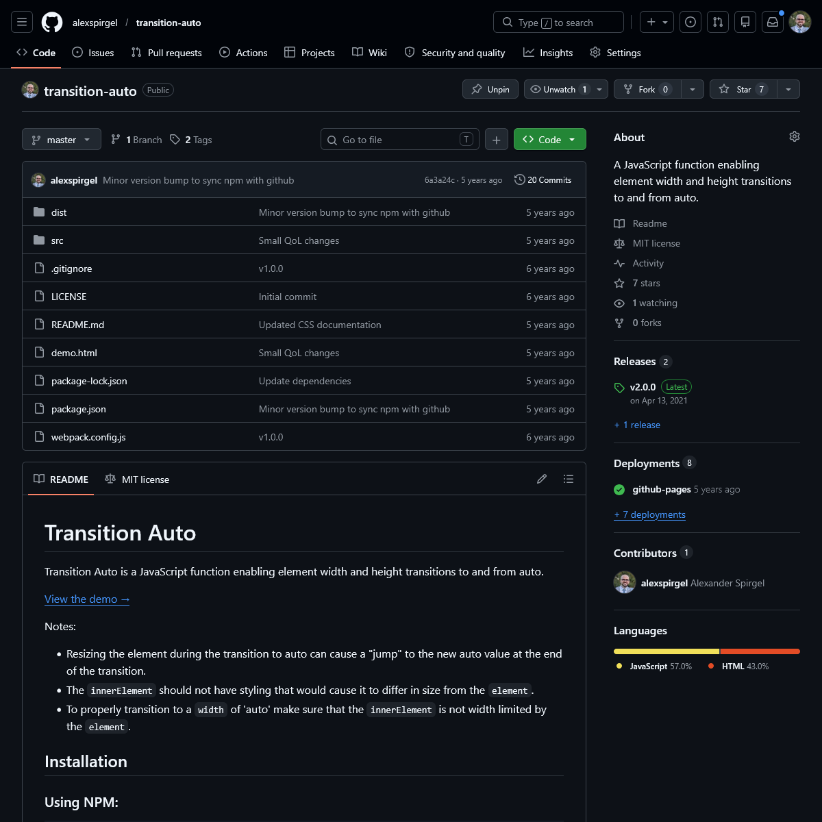transition auto github repository website